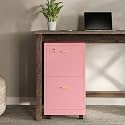 Lavish Home 2-Drawer Wooden File Cabinet with Lock, Pink, 16” x 27”