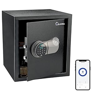 lavna smart safe locker  5 way access  fingerprint mobile app pin otp amp key access  304 grade ss bolts suitable for jewellery cash document amp other valuable of home office tijori gross 39l