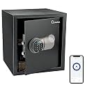 LAVNA Smart Safe Locker | 5 way access | Fingerprint, Mobile app, PIN, OTP & Key Access | 304 Grade SS bolts suitable for Jewellery, Cash, Document & other valuable of Home Office Tijori (Gross 39L)
