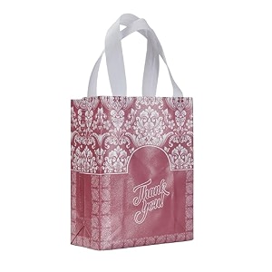lavya extra-small size pack of 20 pcs floral thank you printed non-woven laminated fabric reusable eco-friendly party return gift bags pastel pink