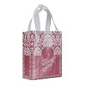 Lavya Extra-Small Size Pack of 20 Pcs Floral Thank You Printed Non-Woven Laminated Fabric Reusable Eco-Friendly Party Return Gift Bags (Pastel Pink)