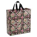 Lavya Large Size Pack of 10 Pcs Rose Flower Printed Non-Woven Laminated Fabric Reusable Eco-Friendly Party Return Gift Bags (Large - 13x14x5 Inch)