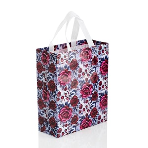 lavya medium size pack of 10 pcs rose flower printed non-woven laminated fabric reusable eco-friendly party return gift bags medium - 12x13x4 inch