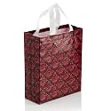 Lavya Medium Size Pack of 10 Pcs Rose Flower Printed Non-Woven Laminated Fabric Reusable Eco-Friendly Party Return Gift Bags (Medium - 12x13x4 Inch)