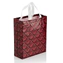Lavya Medium Size Pack of 10 Pcs Rose Flower Printed Non-Woven Laminated Fabric Reusable Eco-Friendly Party Return Gift Bags (Medium - 12x13x4 Inch)