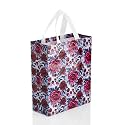 Lavya Medium Size Pack of 10 Pcs Rose Flower Printed Non-Woven Laminated Fabric Reusable Eco-Friendly Party Return Gift Bags (Medium - 12x13x4 Inch)