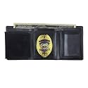 Law Enforcement Badge Wallet, Black Genuine Leather, Eagle Shape Badge Holder, Hidden Police Badge Wallet