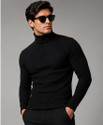 LAWAIZAGARMENTS Men Self Design High Neck Black