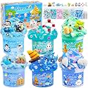 LAWOHO 6 Pack Ocean Slime Kit for Kids, Blue Cloud Slime Party Favor Toys