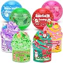 LAWOHO Christmas Slime Kit for Kids, 4 Pack Butter Slime Stocking Stuffers