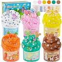 LAWOHO Easter Butter Slime Kit, 6 Easter Eggs, Basket Stuffers for Kids