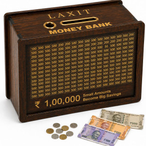 laxit piggy bank 100000 money saver box cash saving box coin gullak kids adults wooden coin bank