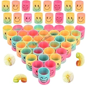 laxmi collection 100 pcs spring rainbow magic fidget mini coil springs toys for kids birthday return gifts for boys and girls in bulk multicolor pack of 100