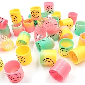 laxmi collection 6 pcs spring rainbow magic fidget mini coil springs toys for kids birthday return gifts for boys and girls in bulk multicolor pack of 6