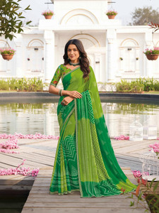 Laxmipati sarees Printed Bollywood Chiffon Saree Green
