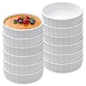 Layhit 12 Pcs,4 oz White Ceramic Creme Brulee Ramekins Bulk, Oven Safe