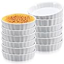 Layhit 12 Pcs,8 oz White Ceramic Creme Brulee Ramekins Bulk, Oven Safe