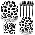 Layhit 160 Pcs Cow Paper Plates and Napkins Party Tableware Set, Serves 40
