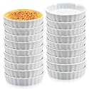 Layhit 18 Pcs,8 oz White Ceramic Creme Brulee Ramekins Bulk, Oven Safe