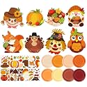 Layhit 24 Pcs Fall Craft Kit DIY Fall Forest Animal Turkey Plate Kits