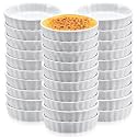 Layhit 30 Pcs,8 oz White Ceramic Creme Brulee Ramekins Bulk, Oven Safe
