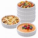 Layhit 6 Pcs,8 oz White Ceramic Creme Brulee Ramekins Bulk, Oven Safe