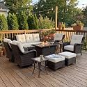 LayinSun 10 Piece Wicker Outdoor Furniture Set with 6-inch Comfy Cushions
