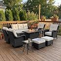 LayinSun 10 Piece Wicker Outdoor Furniture Set with 6-inch Comfy Cushions