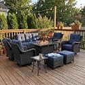LayinSun 10 Piece Wicker Outdoor Furniture Set with 6-inch Comfy Cushions