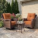 LayinSun 3 Piece Wicker Outdoor Furniture Set with 6-inch Comfy Cushions