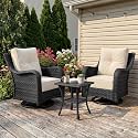 LayinSun 3 Piece Wicker Outdoor Furniture Set with 6-inch Comfy Cushions