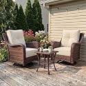 LayinSun 3 Piece Wicker Outdoor Furniture Set with 6-inch Comfy Cushions