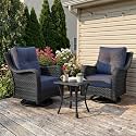 LayinSun 3 Piece Wicker Outdoor Furniture Set with 6-inch Comfy Cushions
