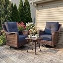 LayinSun 3 Piece Wicker Outdoor Furniture Set with 6-inch Comfy Cushions