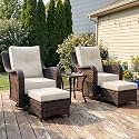 LayinSun 5 Piece Wicker Outdoor Furniture Set with 6-inch Comfy Cushions