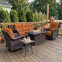 LayinSun 5 Piece Wicker Outdoor Furniture Set with 6-inch Comfy Cushions