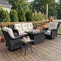 LayinSun 5 Piece Wicker Outdoor Furniture Set with 6-inch Comfy Cushions