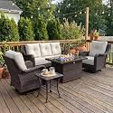LayinSun 5 Piece Wicker Outdoor Furniture Set with 6-inch Comfy Cushions