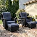 LayinSun 5 Piece Wicker Outdoor Furniture Set with 6-inch Comfy Cushions