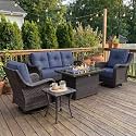 LayinSun 5 Piece Wicker Outdoor Furniture Set with 6-inch Comfy Cushions
