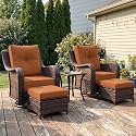 LayinSun 5 Piece Wicker Outdoor Furniture Set with 6-inch Comfy Cushions