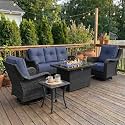 LayinSun 5 Piece Wicker Outdoor Furniture Set with 6-inch Comfy Cushions