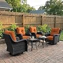 LayinSun 6 Piece Wicker Outdoor Furniture Set with 6-inch Comfy Cushions