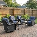 LayinSun 6 Piece Wicker Outdoor Furniture Set with 6-inch Comfy Cushions