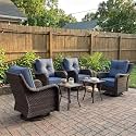 LayinSun 6 Piece Wicker Outdoor Furniture Set with 6-inch Comfy Cushions