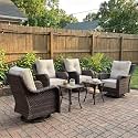 LayinSun 6 Piece Wicker Outdoor Furniture Set with 6-inch Comfy Cushions