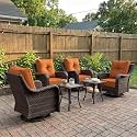 LayinSun 6 Piece Wicker Outdoor Furniture Set with 6-inch Comfy Cushions