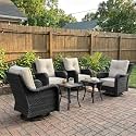 LayinSun 6 Piece Wicker Outdoor Furniture Set with 6-inch Comfy Cushions