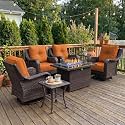 LayinSun 7 Piece Wicker Outdoor Furniture Set with 6-inch Comfy Cushions