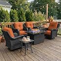 LayinSun 7 Piece Wicker Outdoor Furniture Set with 6-inch Comfy Cushions